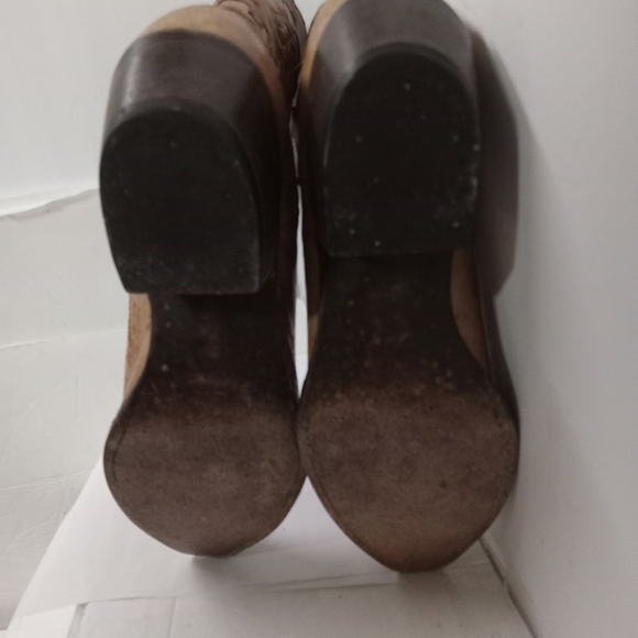 Herencia Cowgirl Boots Leather Size 7.5Tan & Brown Leather will NEED boot TIPS - Picture 9 of 12